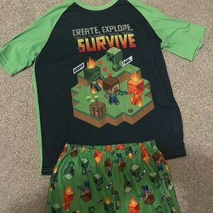 Boys Green and Black Minecraft Pajama Set